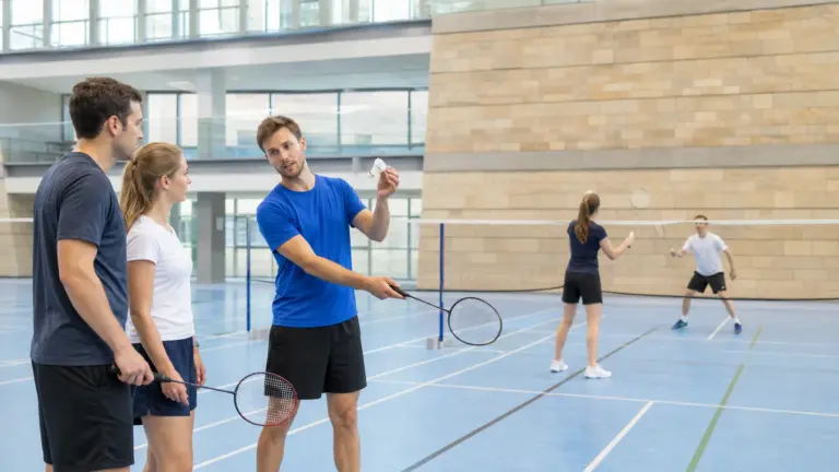 Badminton Dresden: Spieler beim Training in einer Sporthalle