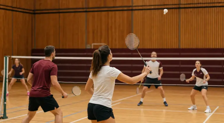 Badminton Nürnberg: Spieler beim Training in einer Sporthalle