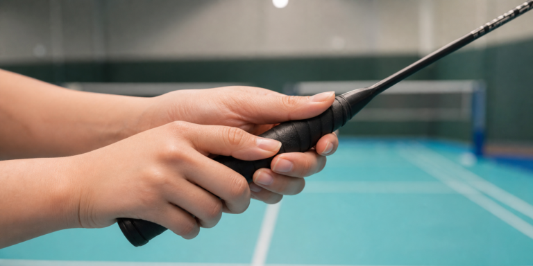 Badminton-Schlägerhaltung: Vorhand- und Rückhandgriff